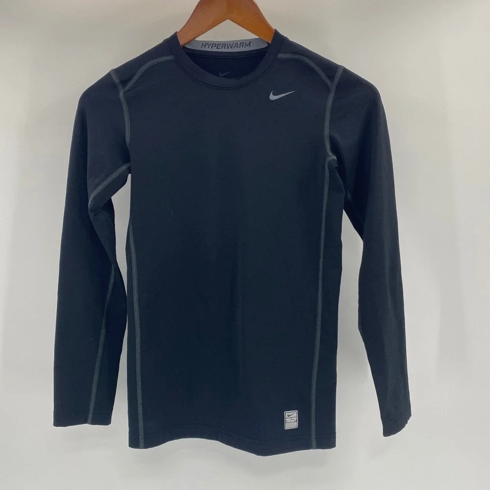 Nike Pro Combat Hyperwarm Men XL Black Compression Shirt Gym Active Training